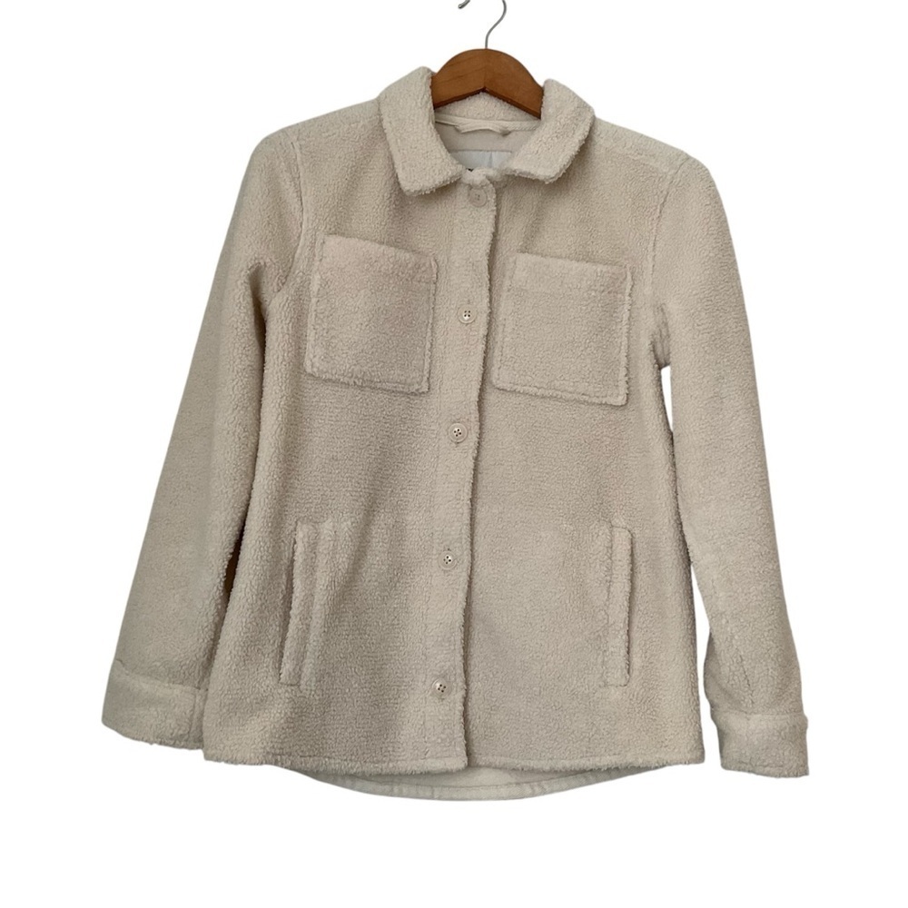Abercrombie & Fitch Kids Sherpa Shacket 13/14 Cream School Everyday Shirt Comfy